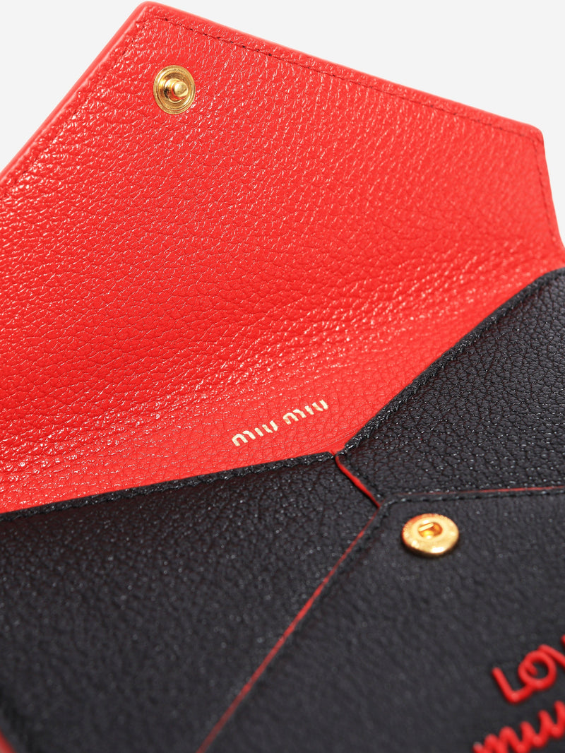 Black Madras love envelope wallet Wallets, Purses & Small Leather Goods Miu Miu 