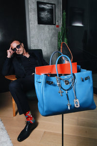 Hermes Blue Birkin 35 in Clemence leather