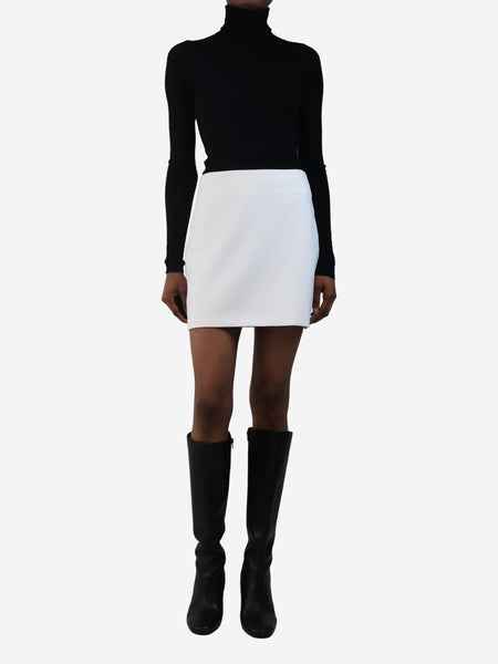 Cream tuxedo mini skirt - size UK 6 alternate image