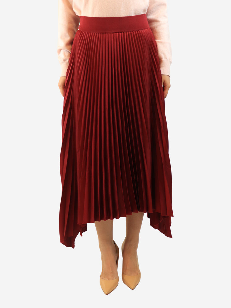 Red Ade pleated midi skirt - size UK 8