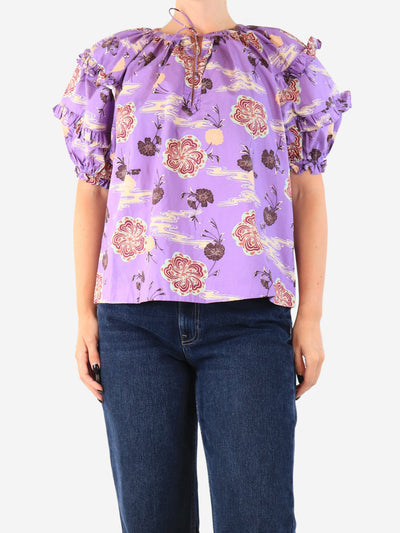 Purple printed short sleeved top - size UK 12 Tops Ulla Johnson 