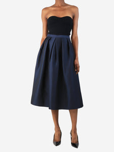 Tibi Blue textured pleated skirt - size UK 6