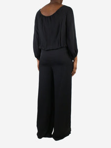 Halston Heritage Black silk puff-sleeved jumpsuit - size US 6