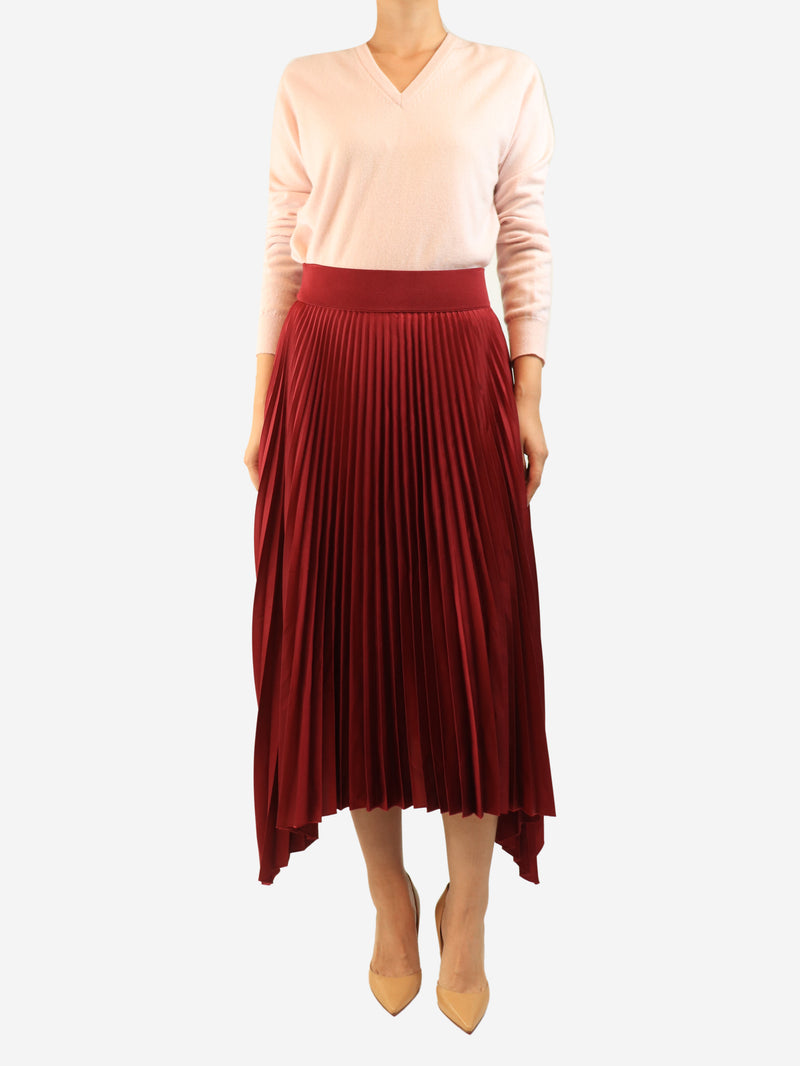 Red Ade pleated midi skirt - size UK 8