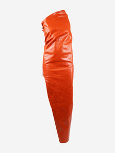 Rick Owens Orange one-shoulder coated midi dress - size UK 10