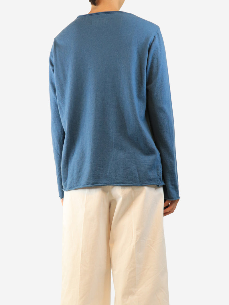 Blue long-sleeved wool top - size L