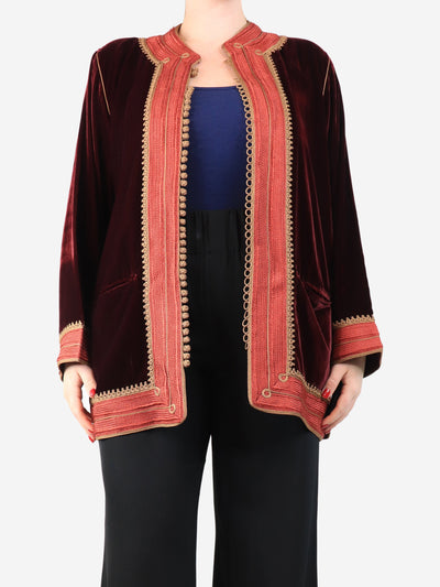 Burgundy velvour Marakesh jacket - size XL Coats & Jackets Marina Anouilh 