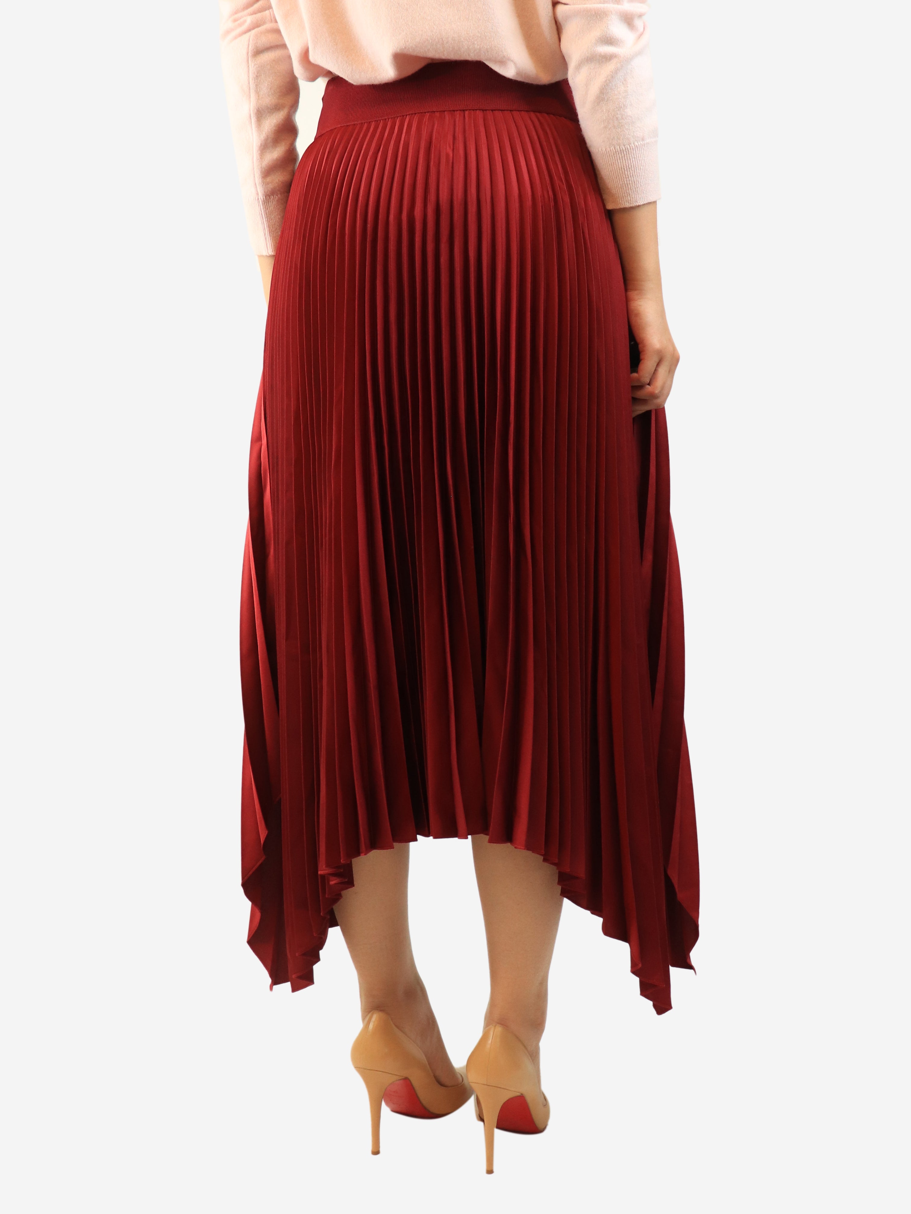 Red Ade pleated midi skirt - size UK 8