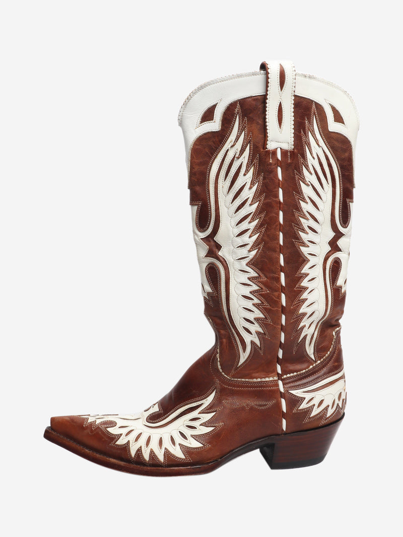 Brown and white western boots - size EU 39 Boots Star By Old Gringo 