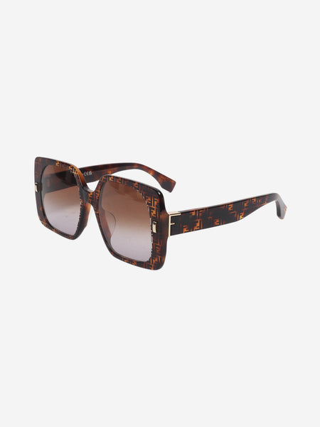 Brown FF tortoise shell square-frame sunglasses alternate image
