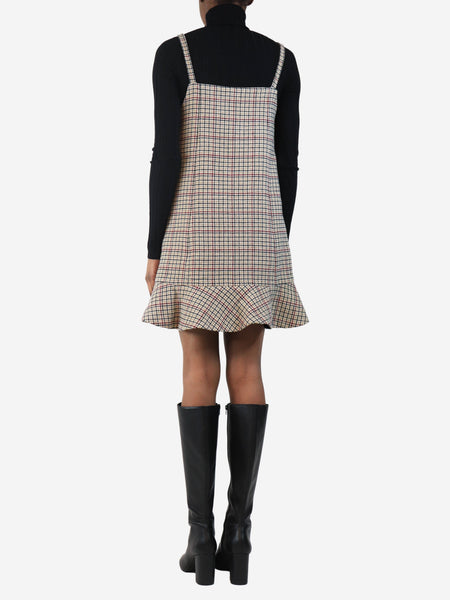 Brown check wool-blend mini dress - size UK 6 alternate image