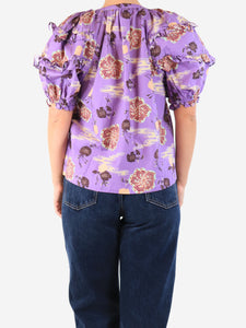 Ulla Johnson Purple printed short sleeved top - size UK 12