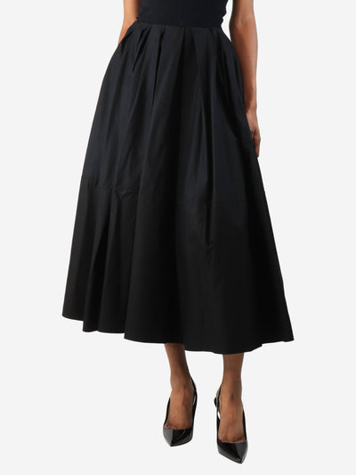 Black pleated cotton midi skirt - size UK 6 Skirts Khaite 