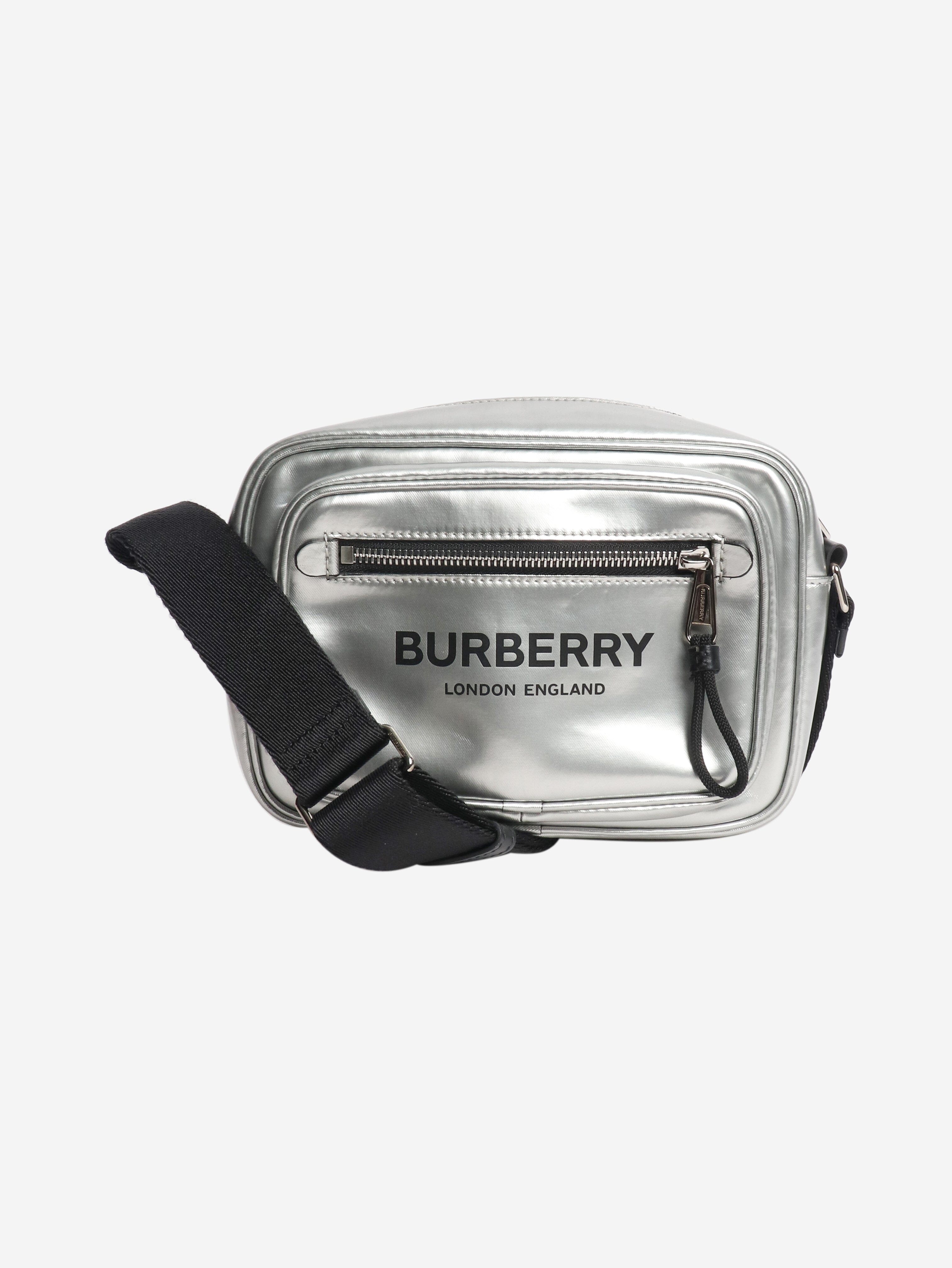Silver metallic coated canvas shoulder bag Shoulder bags Burberry 