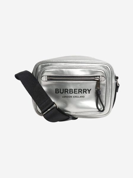 Silver metallic coated canvas shoulder bag product image