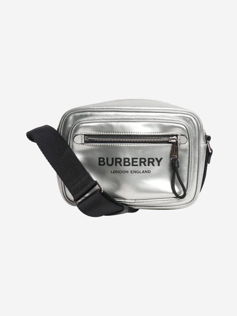 Silver metallic coated canvas shoulder bag Shoulder bags Burberry 