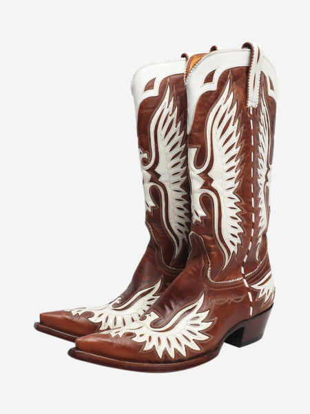 Brown and white western boots - size EU 39 alternate image