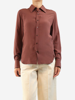 Rust silk shirt - size UK 8 Tops Saint Laurent 