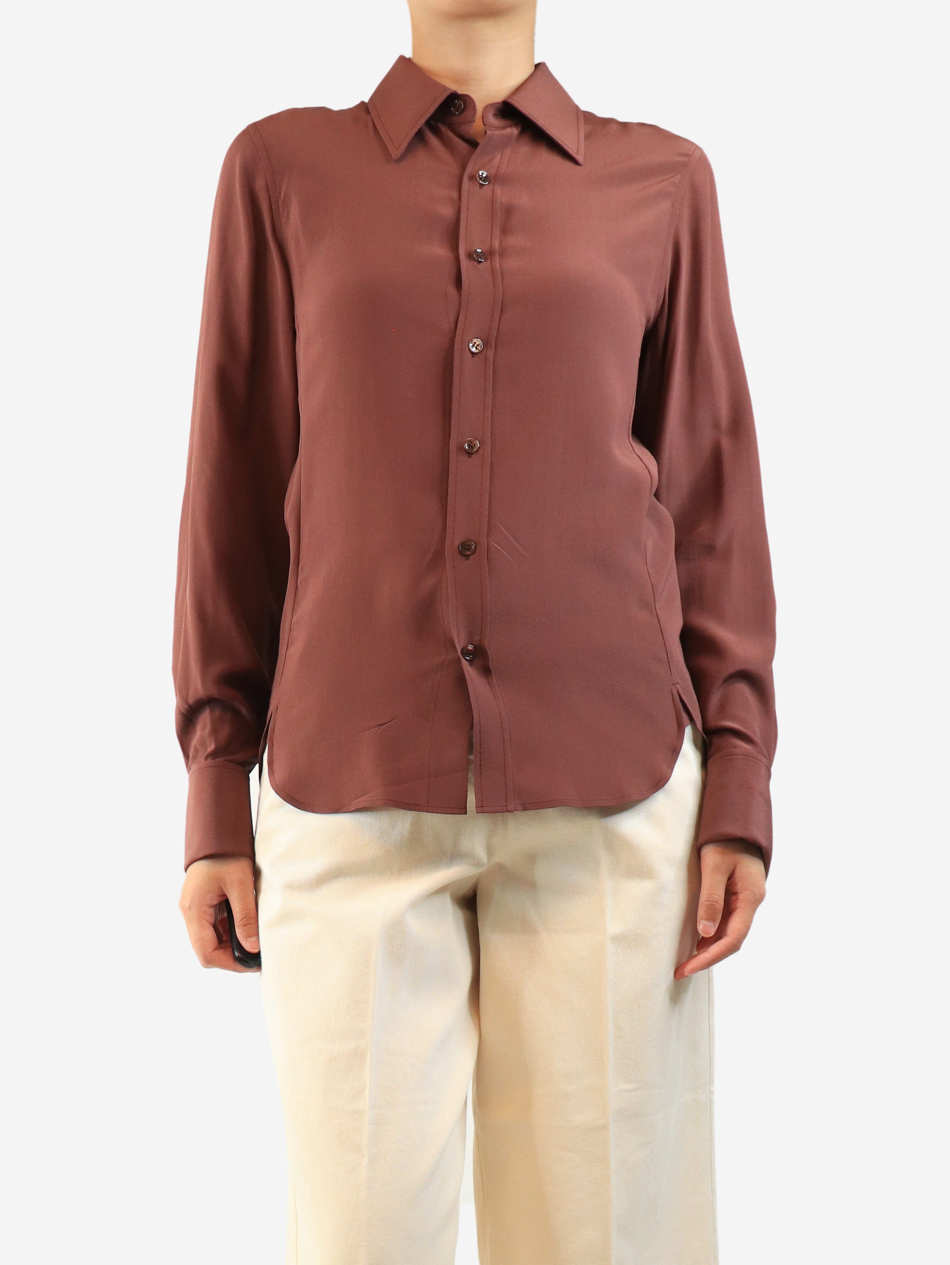 Rust silk shirt - size UK 8 Tops Saint Laurent 