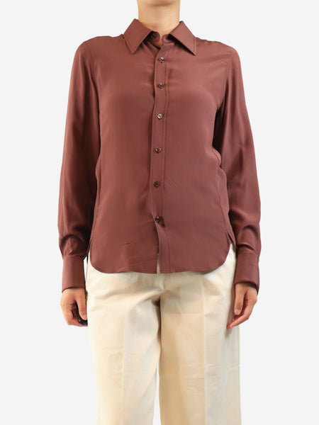 Rust silk shirt - size UK 8 product image