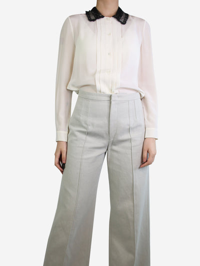 Cream lace-collar silk shirt - size UK 8 Tops Miu Miu 