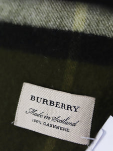 Burberry Green checkered frilled scarf