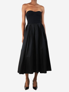 Khaite Black pleated cotton midi skirt - size UK 6