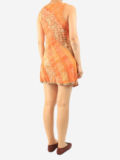 Orange printed cotton slip dress - size L Dresses Dosa 