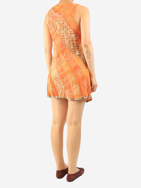 Orange printed cotton slip dress - size L alternate image