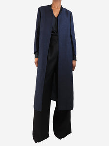 S Max Mara Navy blue tonal striped lightweight coat - size UK 6