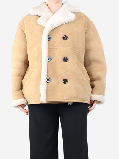 Neutral suede shearling jacket - size UK 14 Coats & Jackets Soeur 