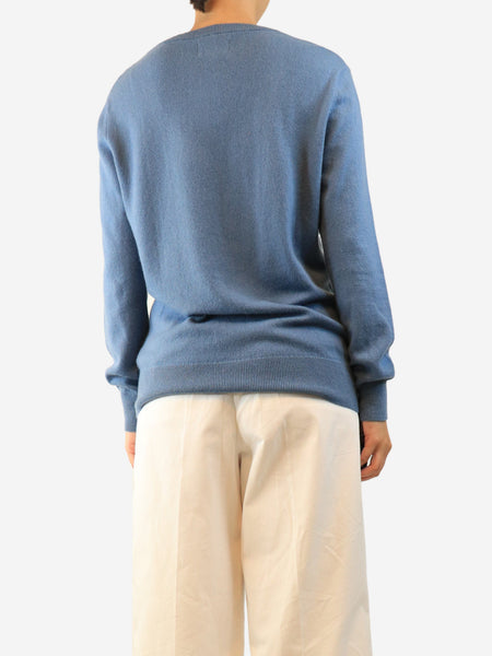 Blue cashmere v-neck jumper - size M alternate image