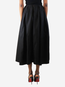 Khaite Black pleated cotton midi skirt - size UK 6