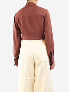 Rust silk shirt - size UK 8 Tops Saint Laurent 