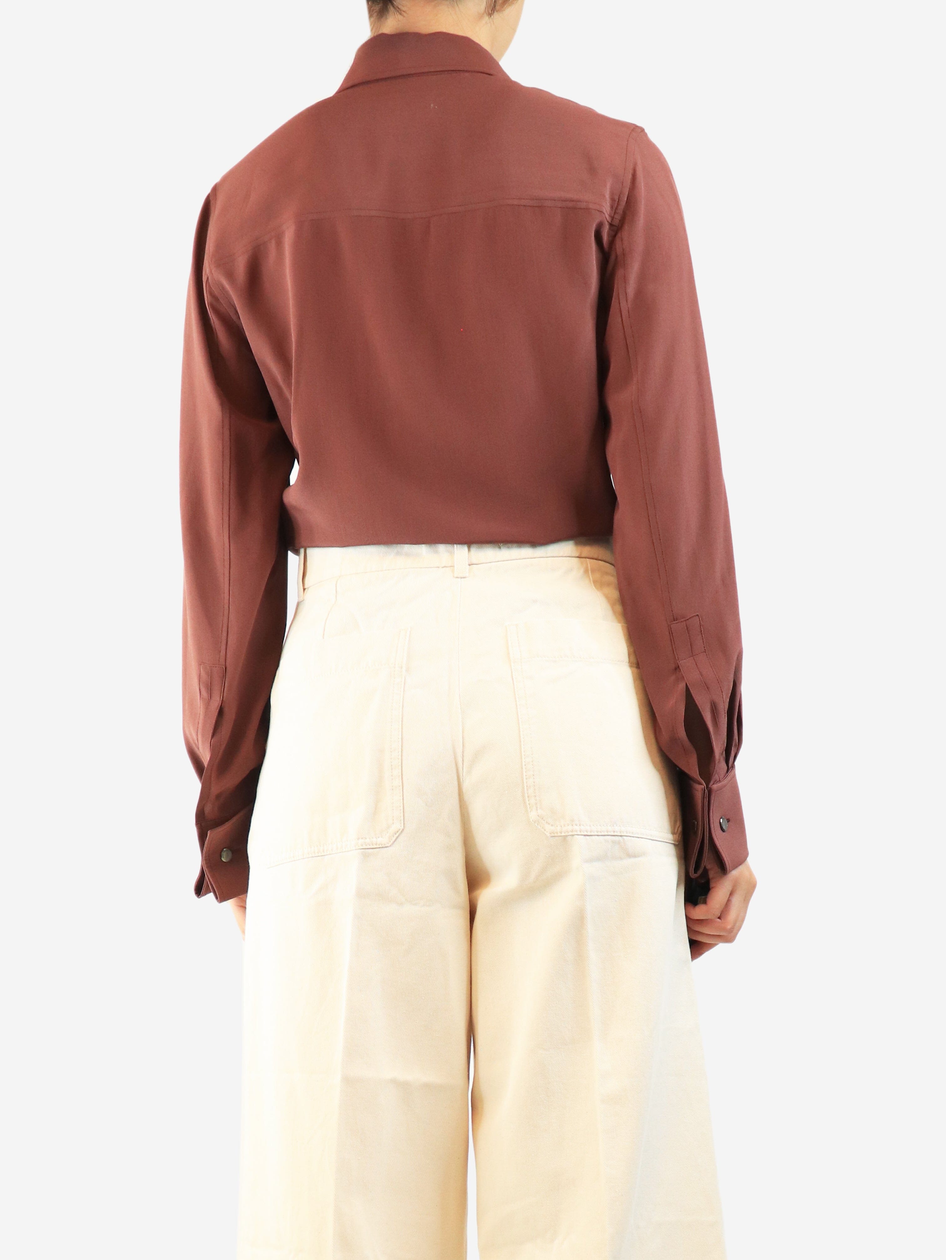 Rust silk shirt - size UK 8 Tops Saint Laurent 
