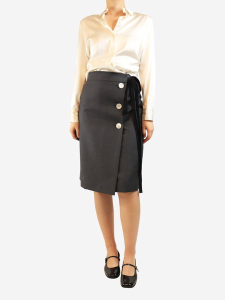 Grey button-down midi skirt - size UK 8 alternate image