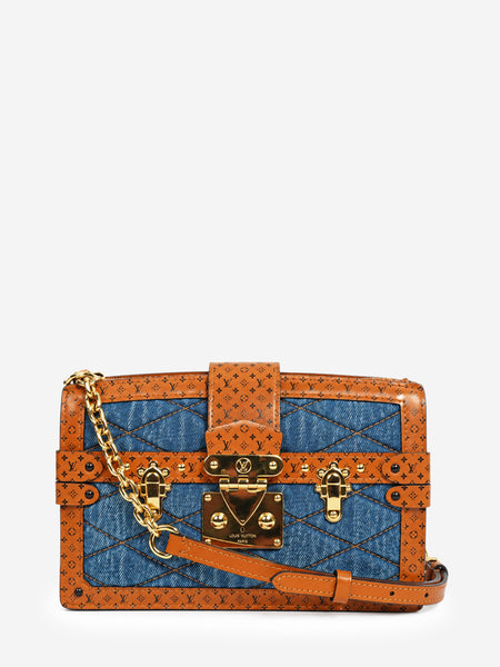 Blue denim Malletage Trunk Clutch shoulder bag product image