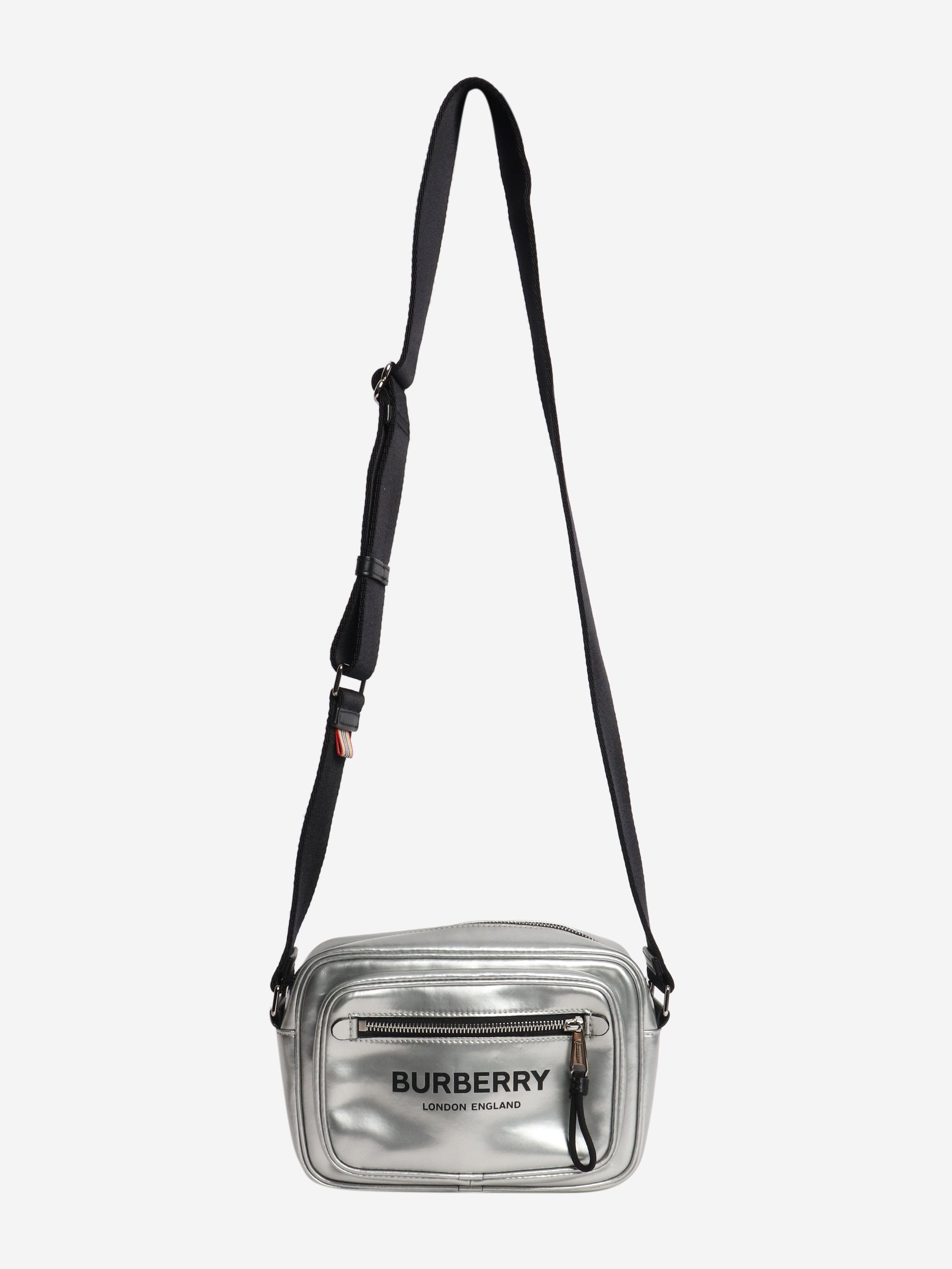 Silver metallic coated canvas shoulder bag Shoulder bags Burberry 