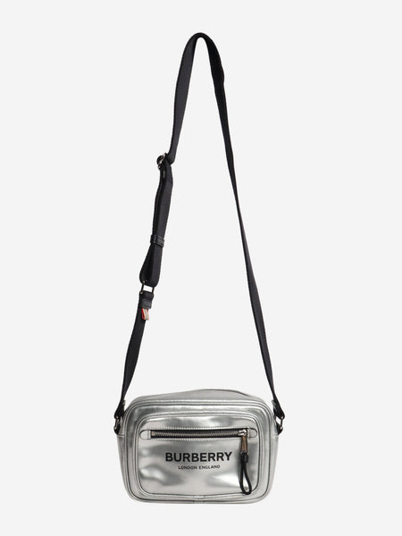 Silver metallic coated canvas shoulder bag alternate image