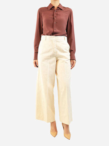 Cream wide leg jeans - size UK 10 alternate image