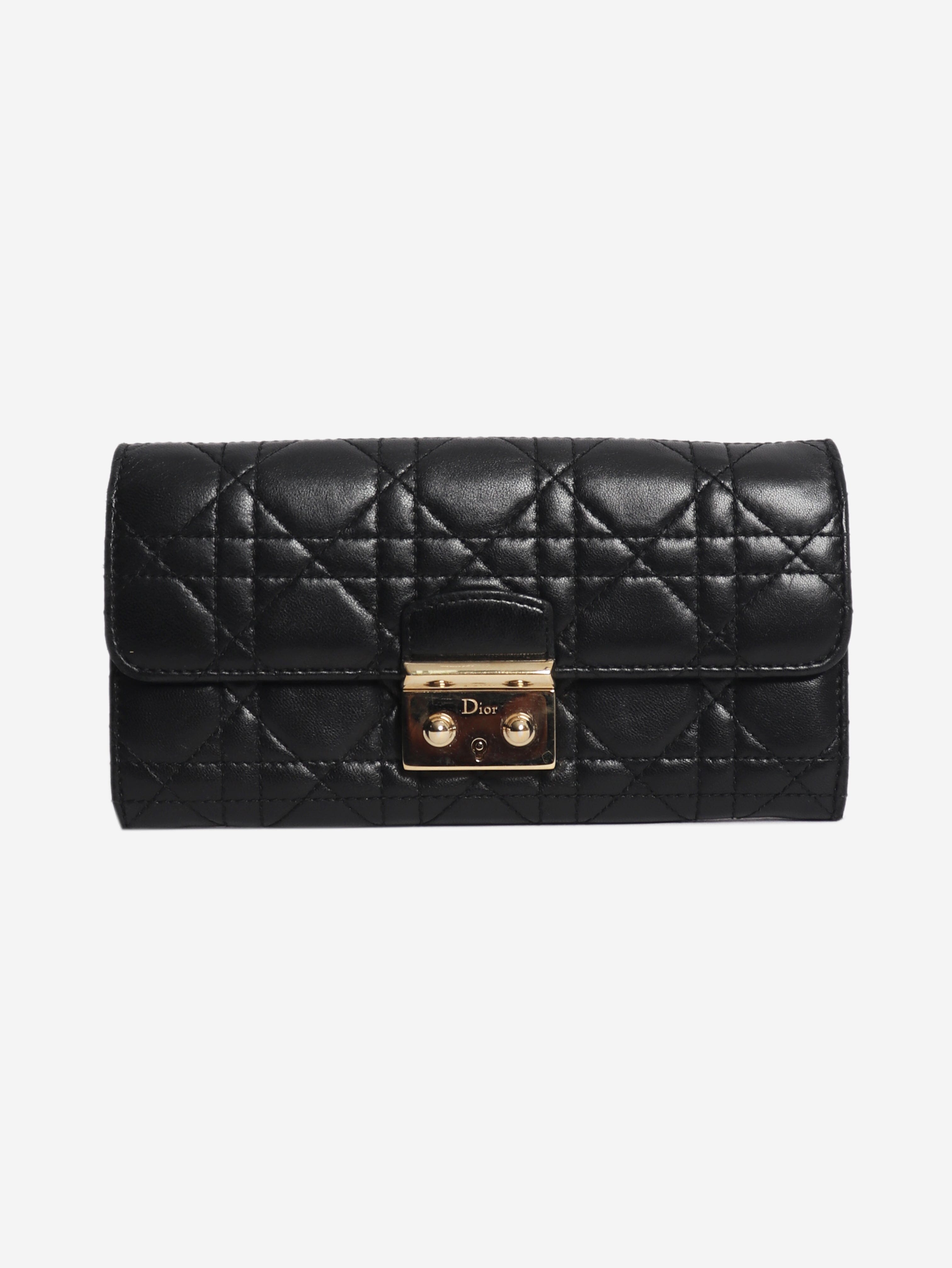 Black leather long wallet Wallets, Purses & Small Leather Goods Dior 