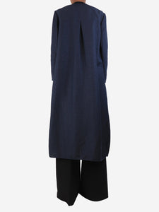 S Max Mara Navy blue tonal striped lightweight coat - size UK 6