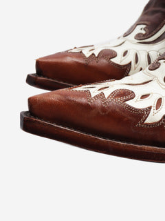 Brown and white western boots - size EU 39 Boots Star By Old Gringo 