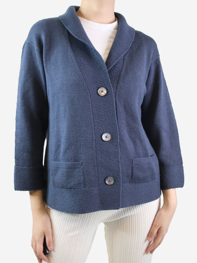 Dark blue wool pocket cardigan - size UK 8 Knitwear Marion Foale 
