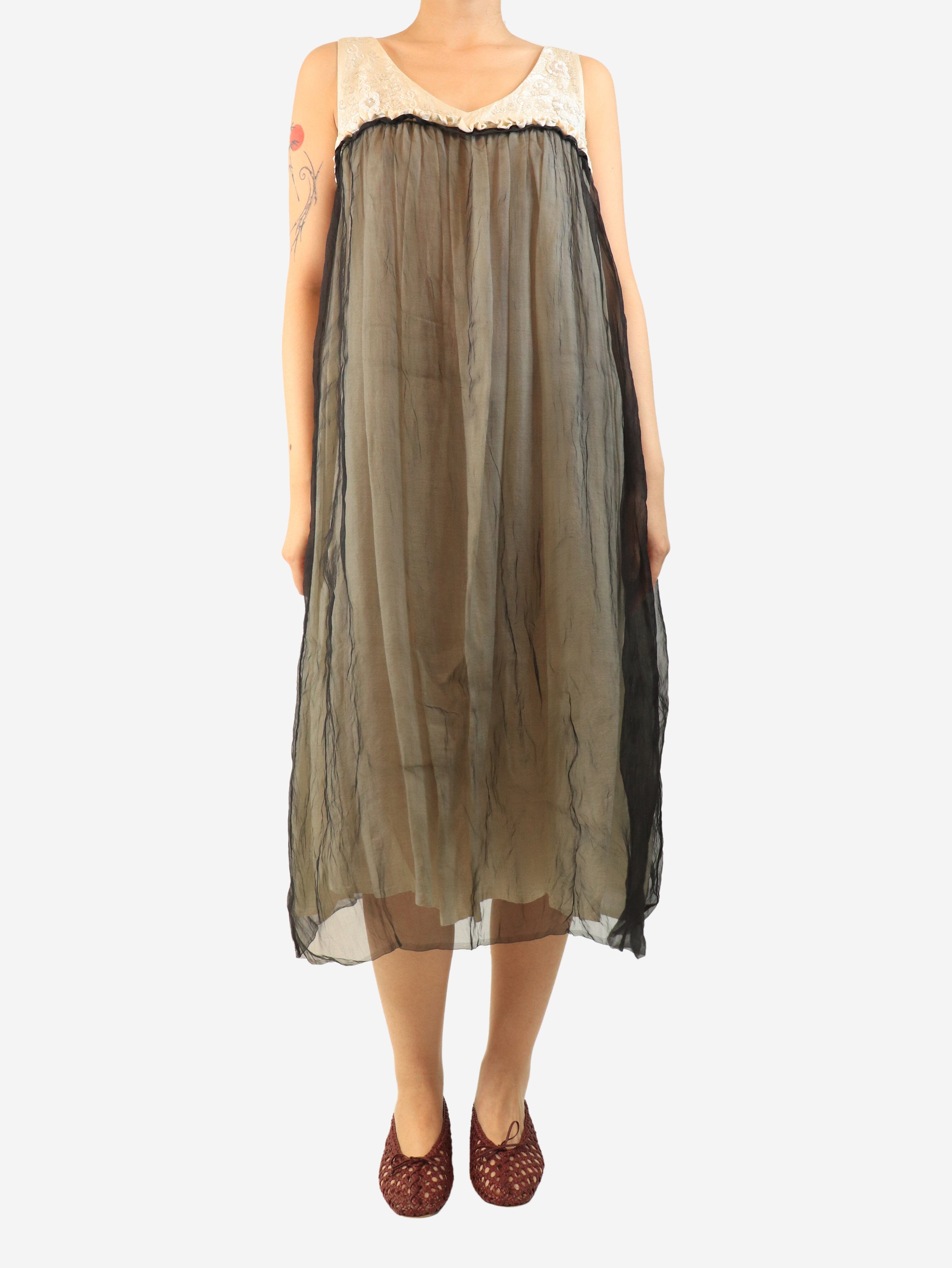Black sleeveless beaded colour-block dress - size L Dresses Dosa 