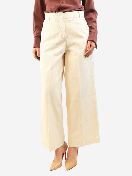 Cream wide leg jeans - size UK 10 product image