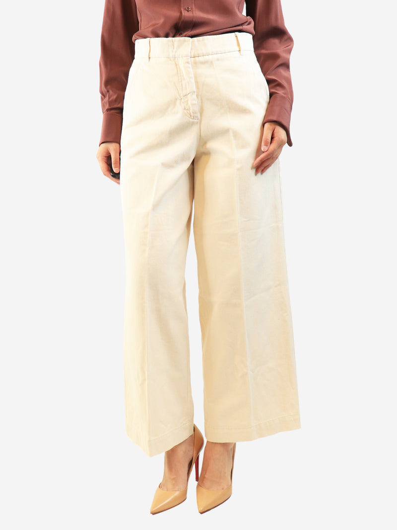 Cream wide leg jeans - size UK 10