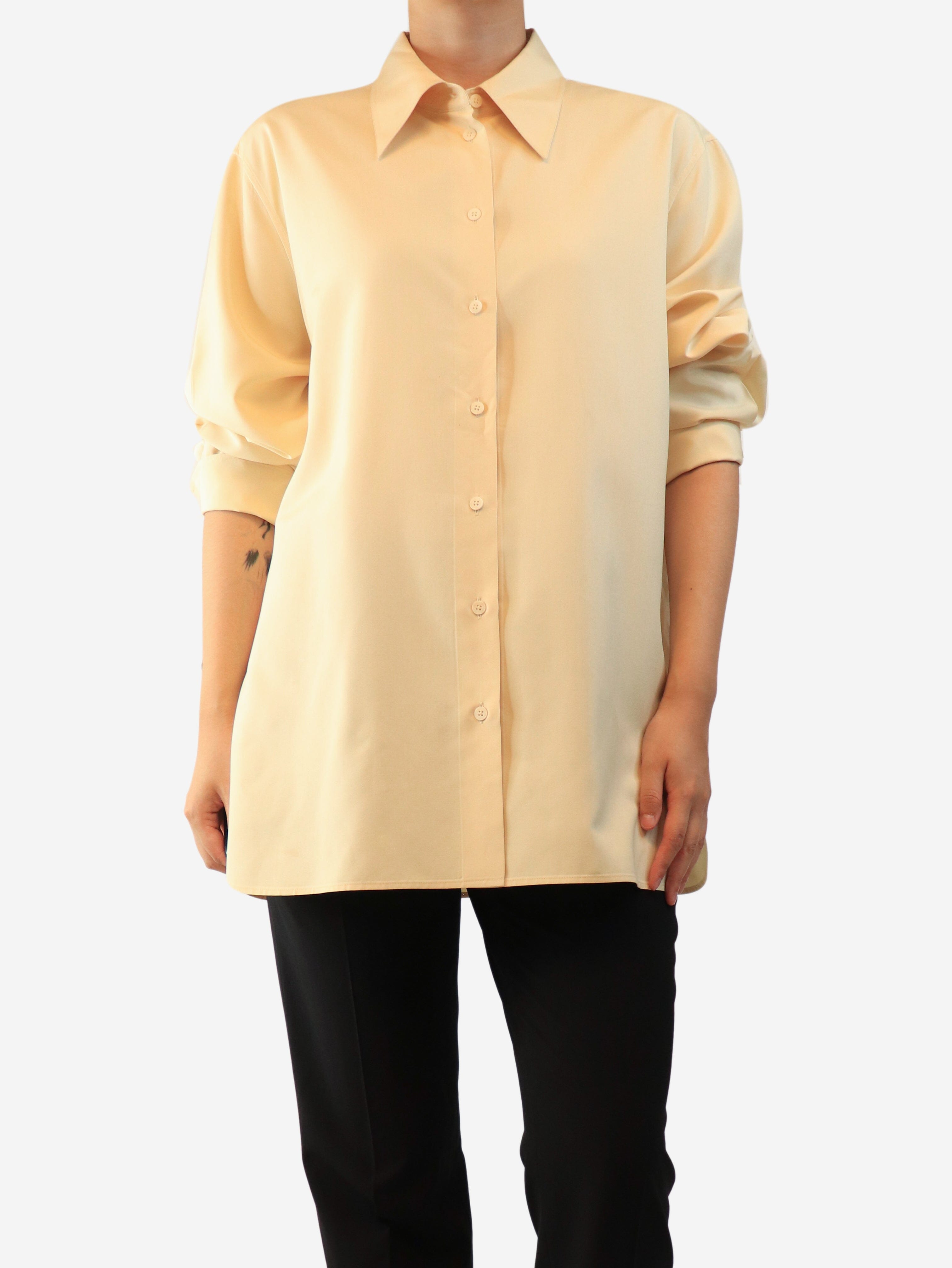 Butter yellow silk shirt - size UK 14 Tops The Row 