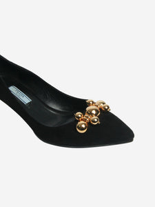 Prada Black suede kitten-heel pumps - size EU 37.5