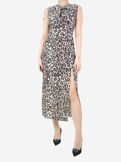 Brown leopard-print silk dress - size UK 6 Dresses Raey 